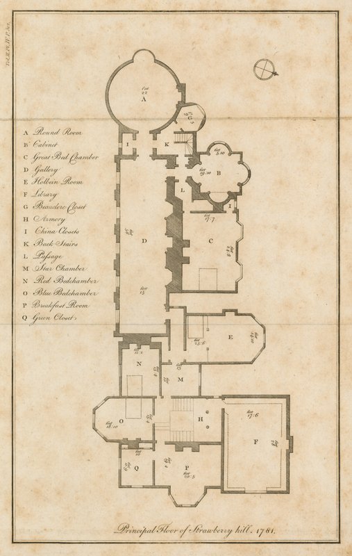 Plantegning af hovedetagen, Strawberry Hill, London af English School