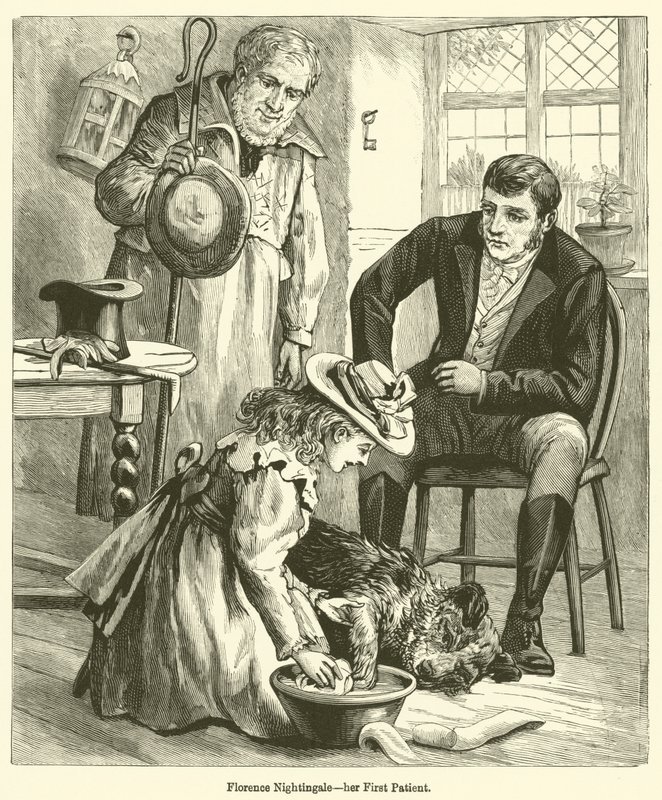 Florence Nightingale, hendes første patient (gravering) af English School