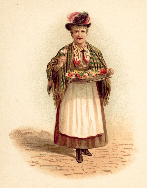 Blomstersælger (chromolitho) af English School