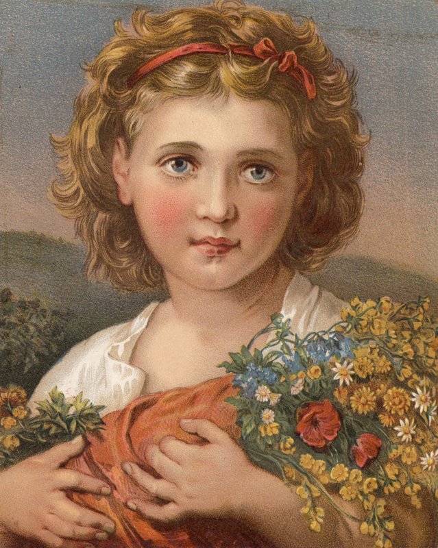 Markens blomster (farve litho) af English School