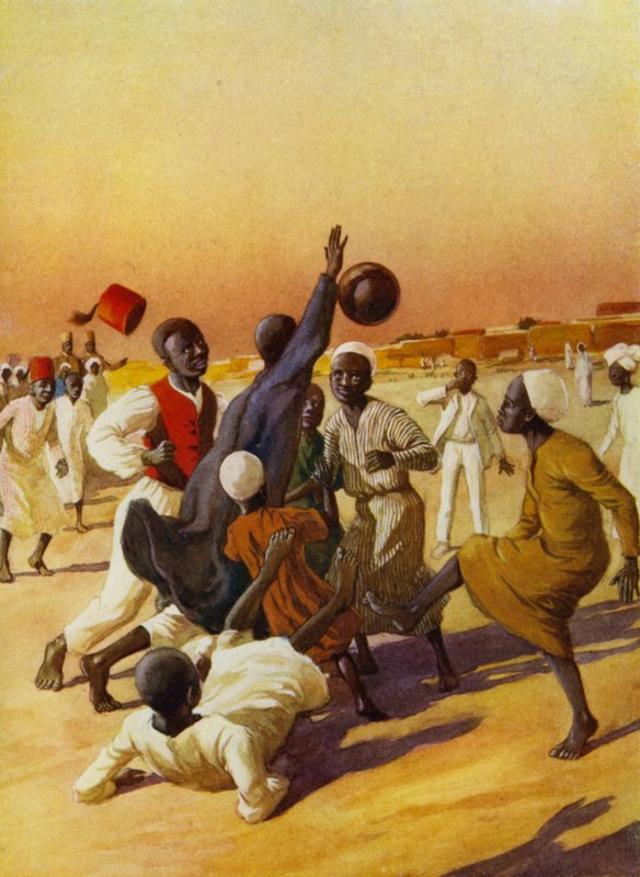 Fodbold i Sudan (farve litho) af English School