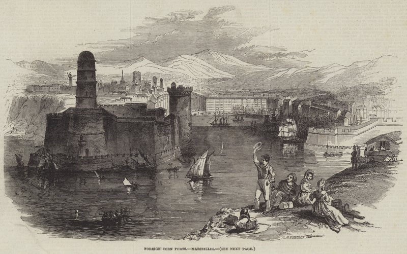 Udenlandske majshavne, Marseille (gravering) af English School