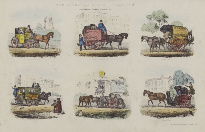 Transportformer i London fra midten af det 19. århundrede (akvatinte) af English School