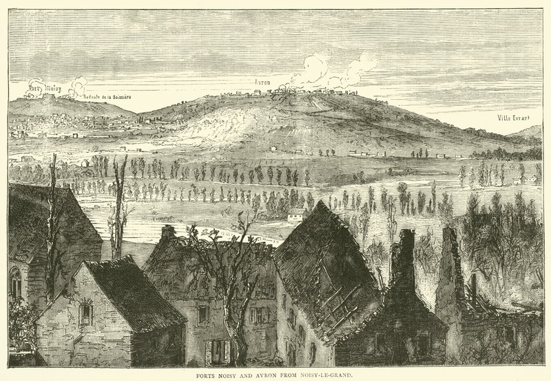 Forts Noisy og Avron fra Noisy-le-Grand, januar 1871 af English School
