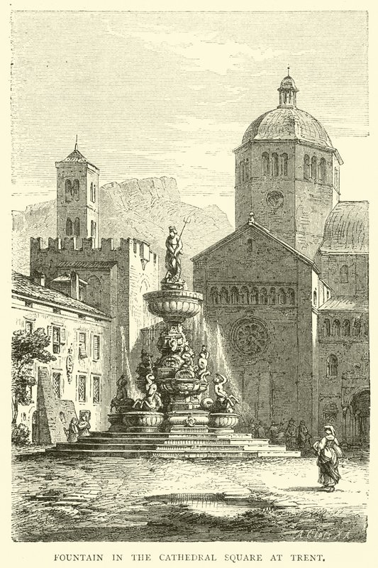Fountain in the Cathedral Square at Trent  af English School