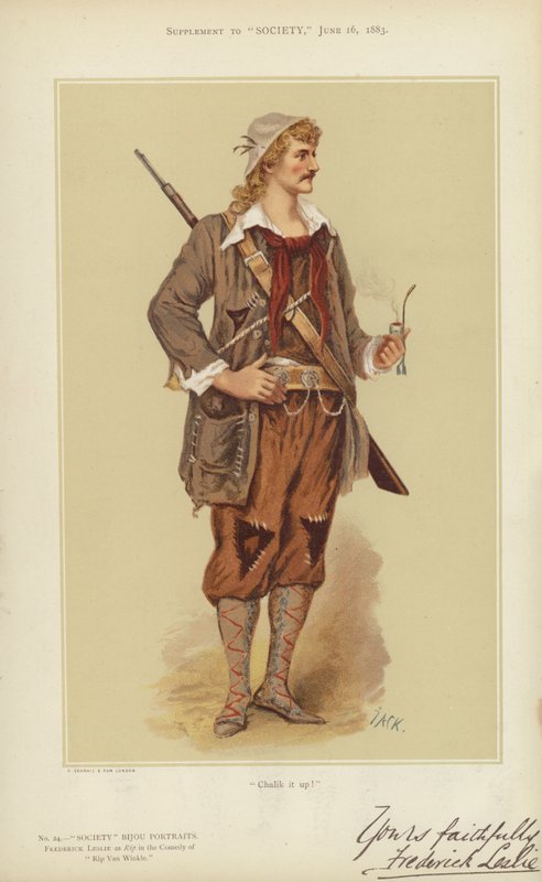 Frederick Leslie, som Rip i komedien Rip Van Winkle (farvelitografi) af English School