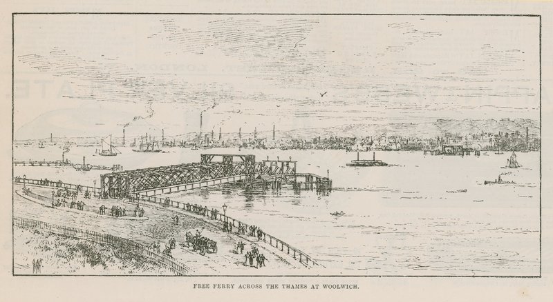 Gratis færge over Themsen ved Woolwich af English School