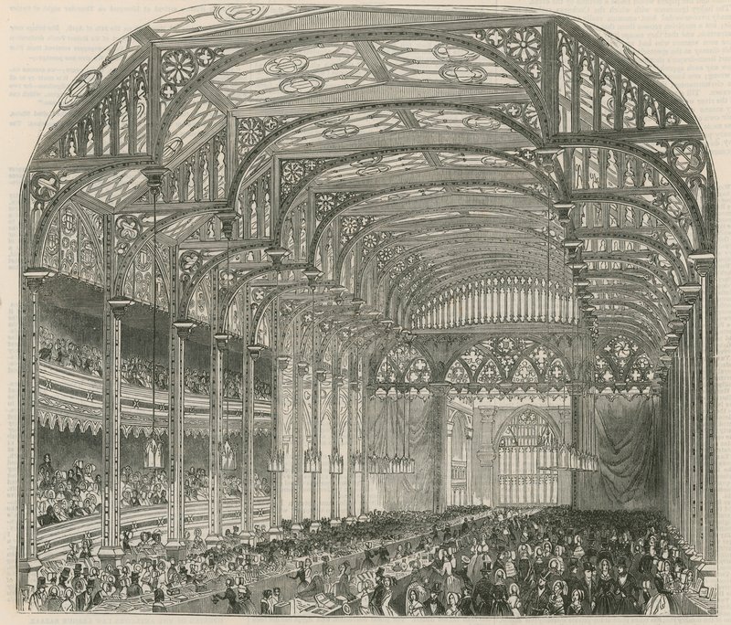 Frihandelsbasar, Covent Garden Theatre, London af English School