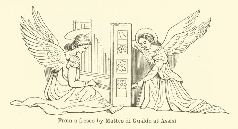 Fra en fresco af Matteo di Gualdo i Assisi (gravering) af English School