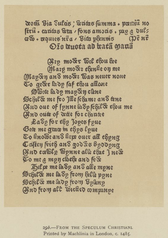 Fra Speculum Christiani, trykt af Machlinia i London, c 1485 (litho) af English School
