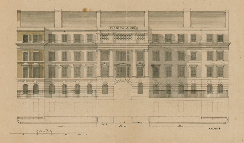 Forside af Furnivals Inn, Holborn, London af English School
