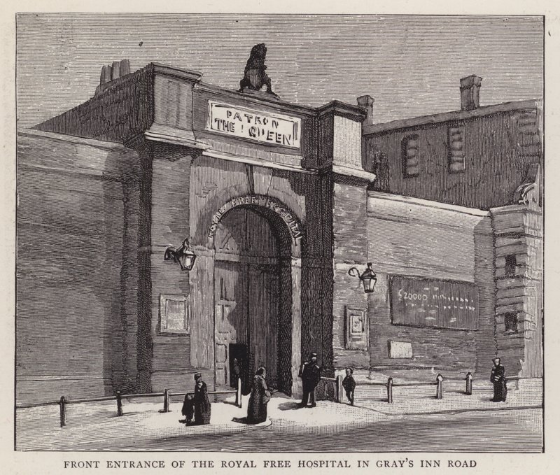 Forreste indgang til Royal Free Hospital, Gray