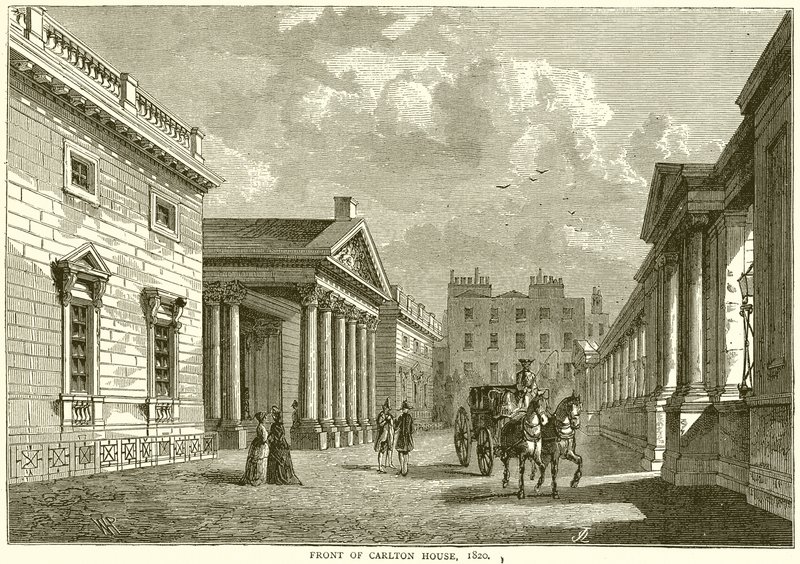 Forsiden af Carlton House, 1820 af English School