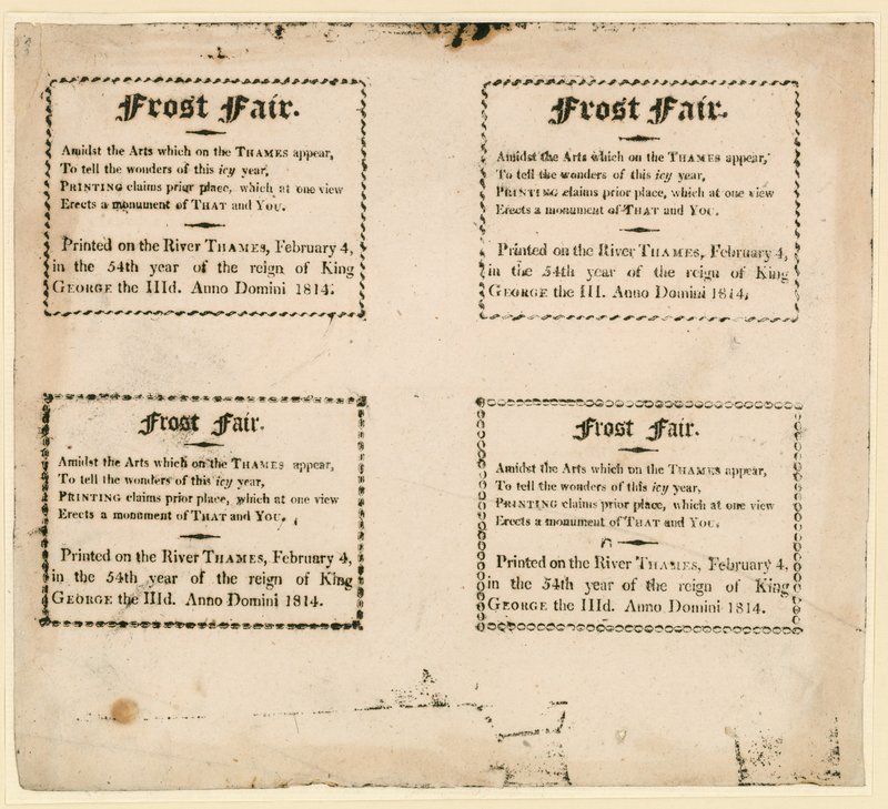 Frost Fair 1814 - souvenirs trykt på isen af English School