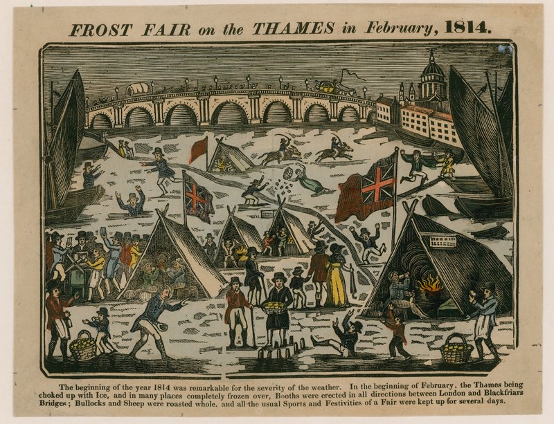 Frostmesse ved Themsen, 1814 af English School