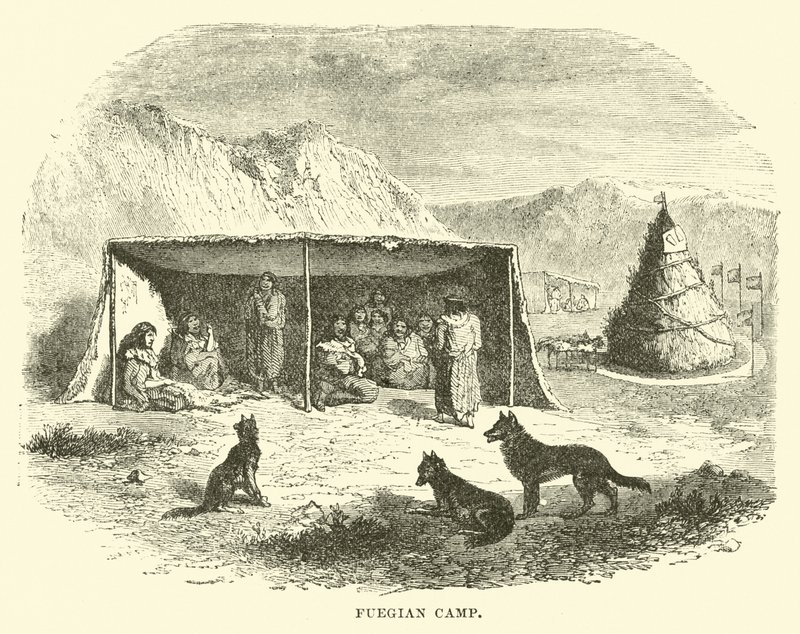 Fuegian Camp, Tierra del Fuego, 1890 af English School