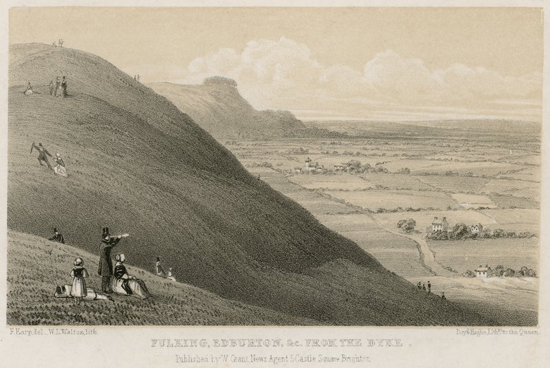 Fulking, Edburton osv. fra Dyke (gravering) af English School