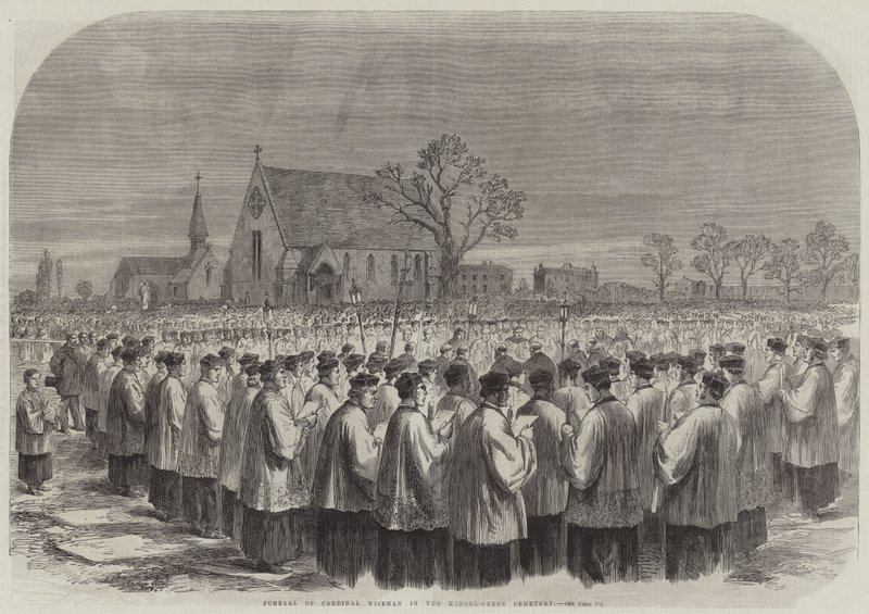 Kardinal Wisemans begravelse på Kensal-Green Cemetery (gravering) af English School