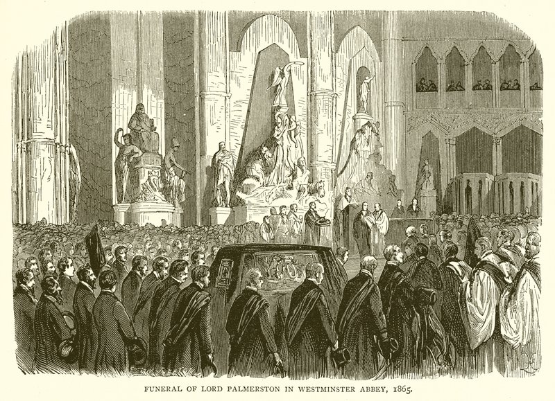 Lord Palmerstons begravelse i Westminster Abbey, 1865 af English School
