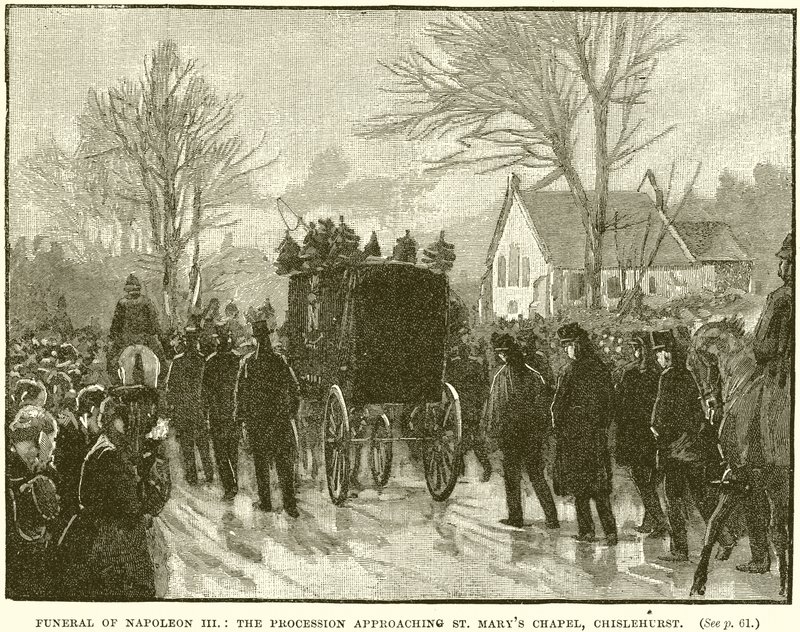 Begravelse af Napoleon III: Processionen nærmer sig St. Marys Chapel, Chislehurst af English School