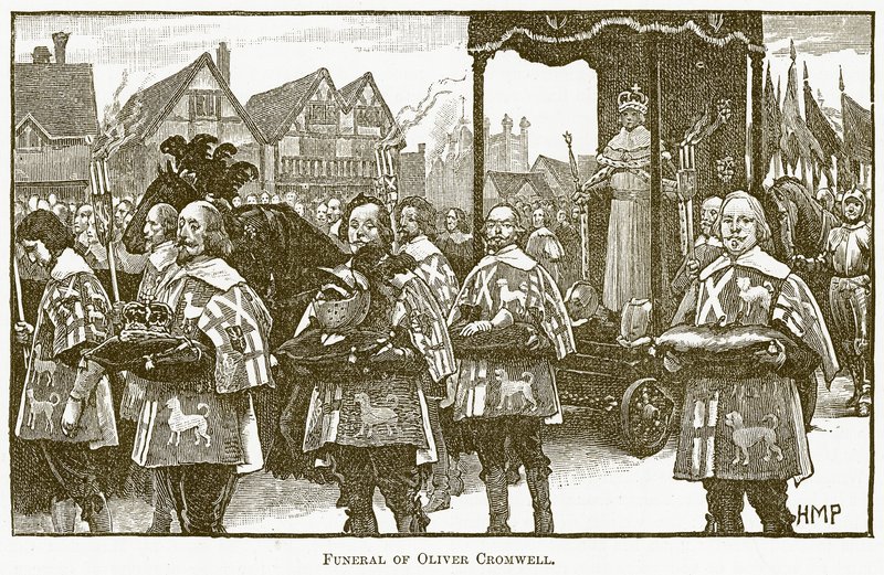 Oliver Cromwells begravelse, illustration fra The New Popular Educator, ca. 1891 af English School