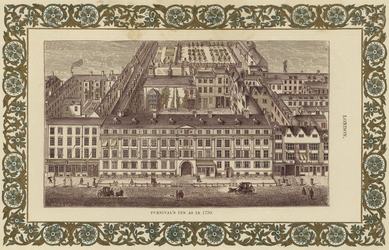 Furnivals Inn som i 1750 (farvegravering) af English School
