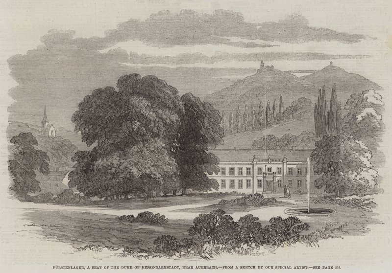 Furstenlager, et sæde for hertugen af Hesse-Darmstadt, nær Auerbach (gravering) af English School