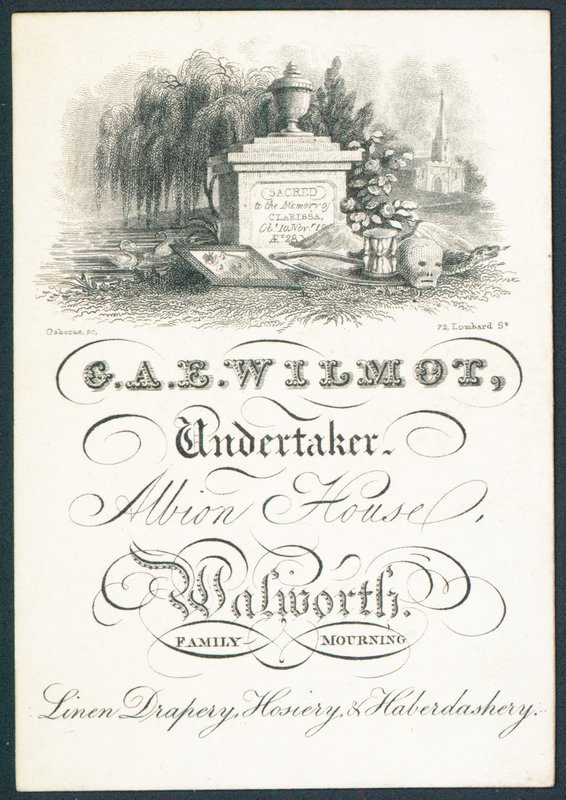 G A E Wilmot, bedemand, handelskort af English School