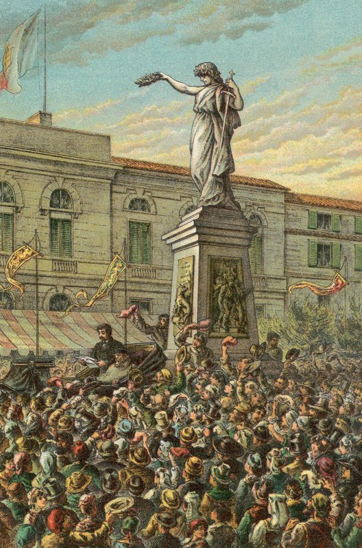 Garibaldi afslører Mentana-mindesmærket i Milano af English School