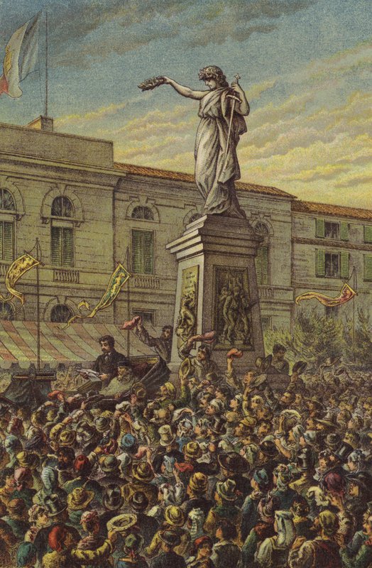 Garibaldi afslører Mentana-monumentet i Milano af English School