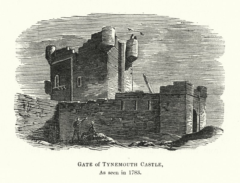 Gate of Tynemouth Castle, som set i 1783 (gravering) af English School