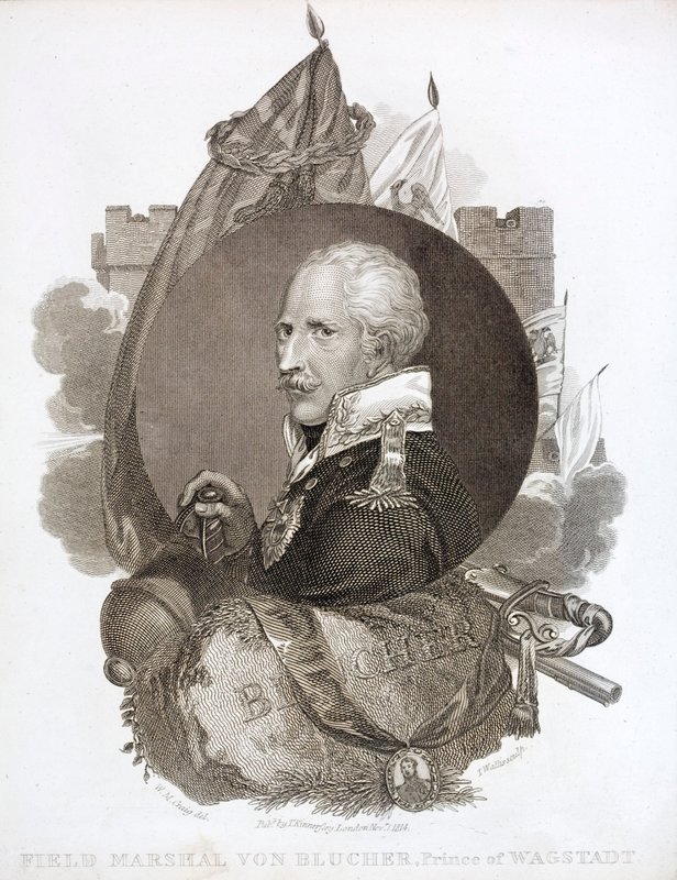 Gebhard von Blucher, preussisk feltmarskal (gravering) af English School
