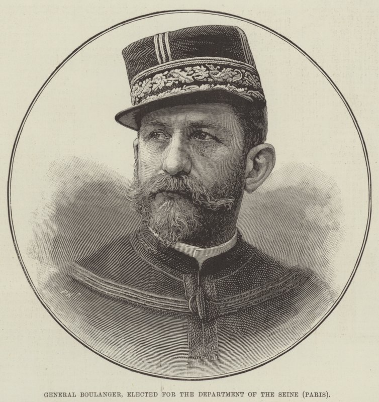General Boulanger, valgt til Department of the Seine, Paris (gravering) af English School
