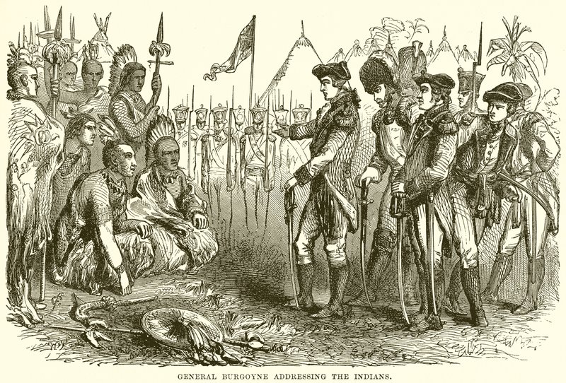 General Burgoyne taler til indianerne af English School