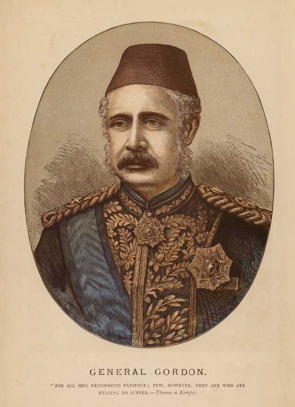 General Gordon (farvelagt kobberstik) af English School