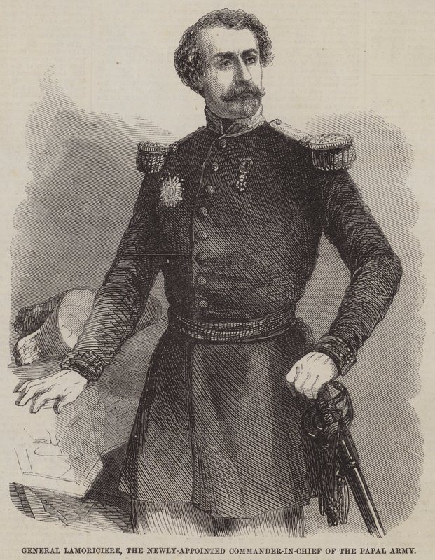 General Lamoriciere, den nyudnævnte øverstkommanderende for den pavelige hær (gravering) af English School