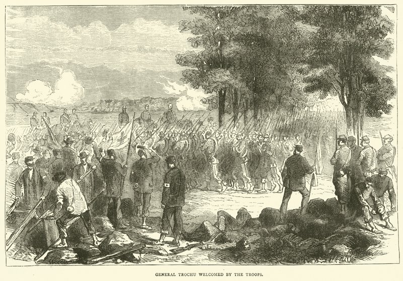 General Trochu blev budt velkommen af tropperne, december 1870 af English School