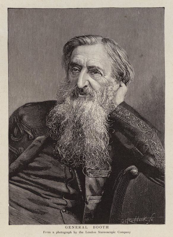 General William Booth, britisk grundlægger af Frelsens Hær (litho) af English School
