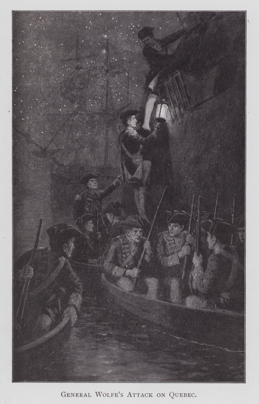 General Wolfes angreb på Quebec (litho) af English School