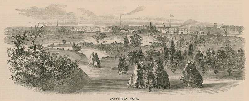 Generelt billede af folk, der går i Battersea Park af English School