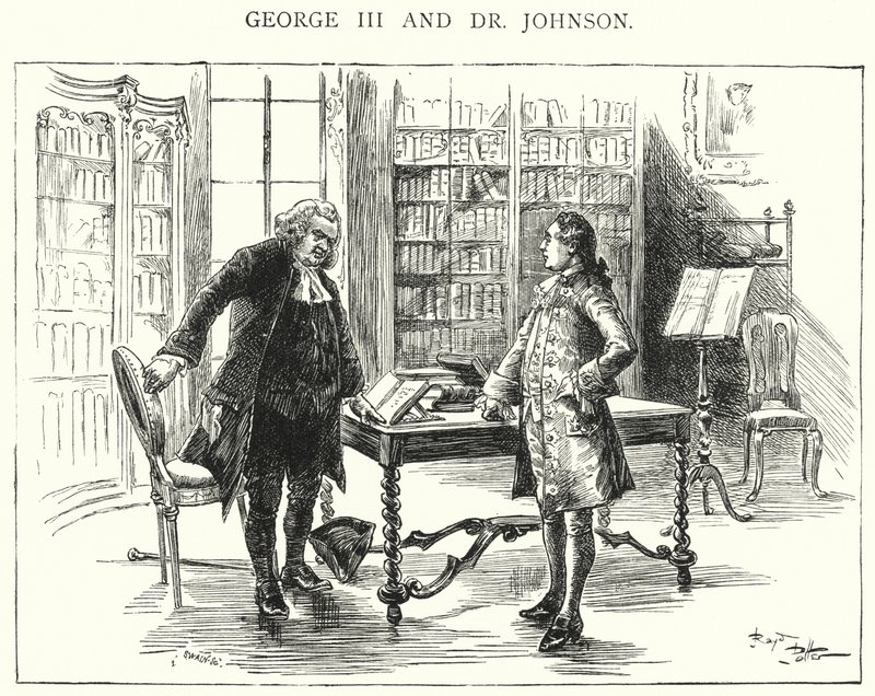 George III og Dr. Johnson (gravering) af English School