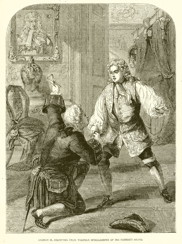 George II., der modtager fra Walpole Intelligence of his Fathers Death af English School