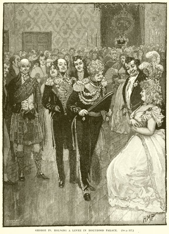 George IV holder en Levee i Holyrood Palace af English School