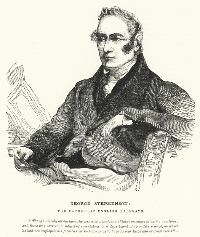 George Stephenson, faderen til engelske jernbaner (gravering) af English School