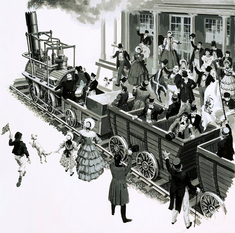 George Stephensons Locomotion ankom til Darlington af English School