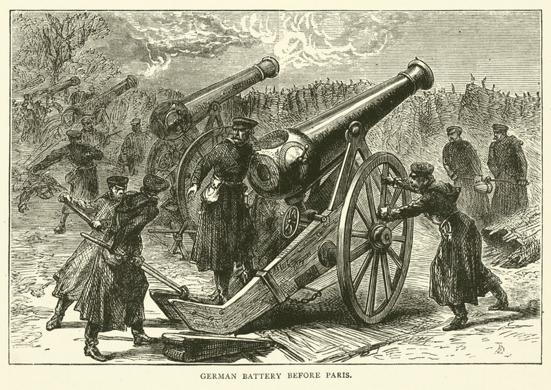 Tysk batteri før Paris, januar 1871 af English School