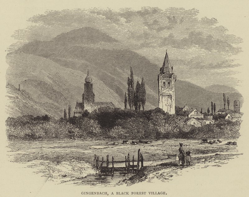 Gingenbach, en landsby i Schwarzwald (gravering) af English School