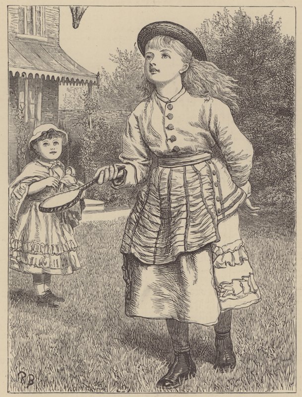 Pige leger med fjerbold af English School