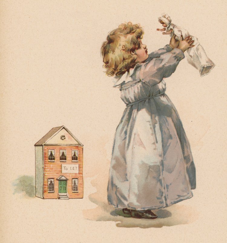 Pige med dukke (chromolitho) af English School
