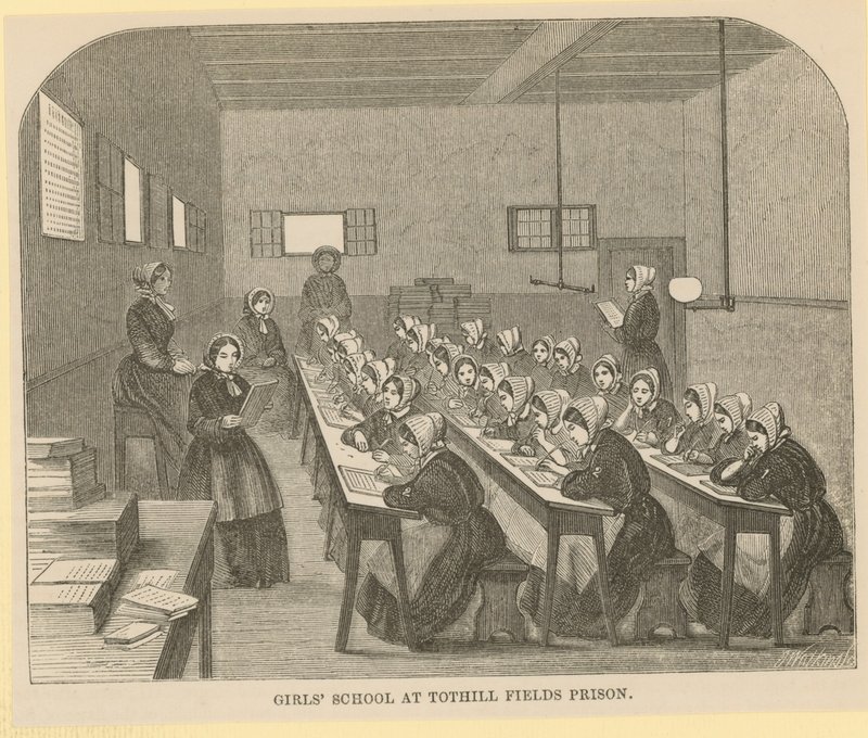 Pigeskole i Tothill Fields Prison af English School